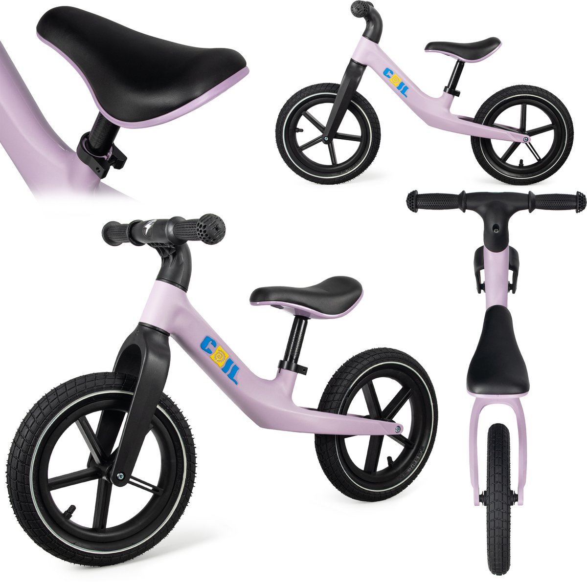 COIL Loopfiets voor kinderen van 2-5 jaar | Lichtgewicht frame | Verstelbaar zadel | 12 inch wielen | Paars (4255787502568)