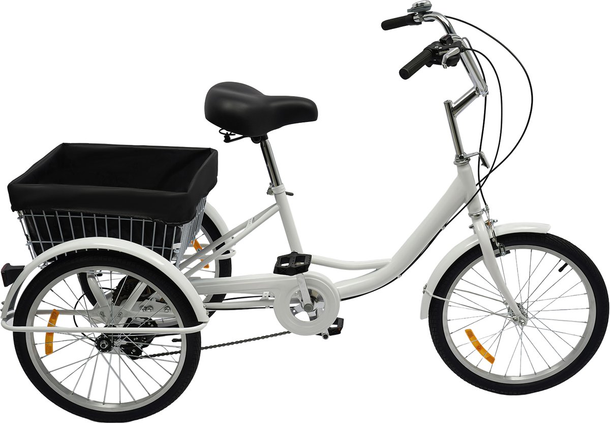 Cellista Driewieler voor Volwassenen - 8 Versnellingen - Met Achtermand - Fiets - Driewielers - Comfortabel PU-Zadel - Wit (6153214068046)