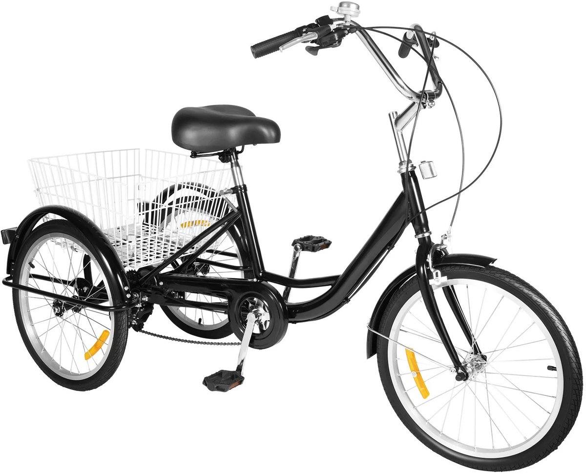 Cellista Driewieler voor Volwassenen - 8 Versnellingen - Met Achtermand - Fiets - Driewielers - Comfortabel PU-Zadel - Zwart (6153214078038)