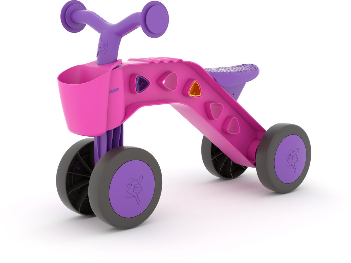 Chillafish Loopfiets 1 jaar voor meisjes met speelblokken - Loopwagen voor peuters tot 3 jaar met mandje - Roze - Lichtgewicht - Stille anti slip banden voor binnen en buiten - Stabiele vierwieler - Model Itsibitsi (5425029652316)