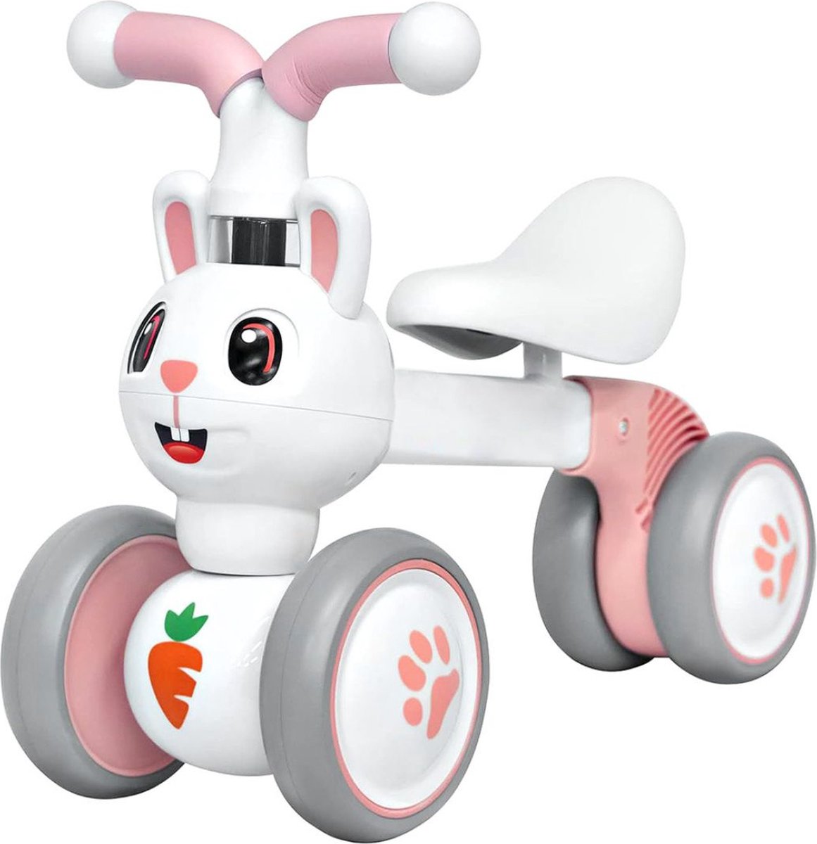 DailySupplies® Loopfiets 1 , 2 en 3 Jaar - Balance Bike voor Meisjes en Jongens - Leren Lopen - 4 Wielen - Wit Konijn (8721303510059)