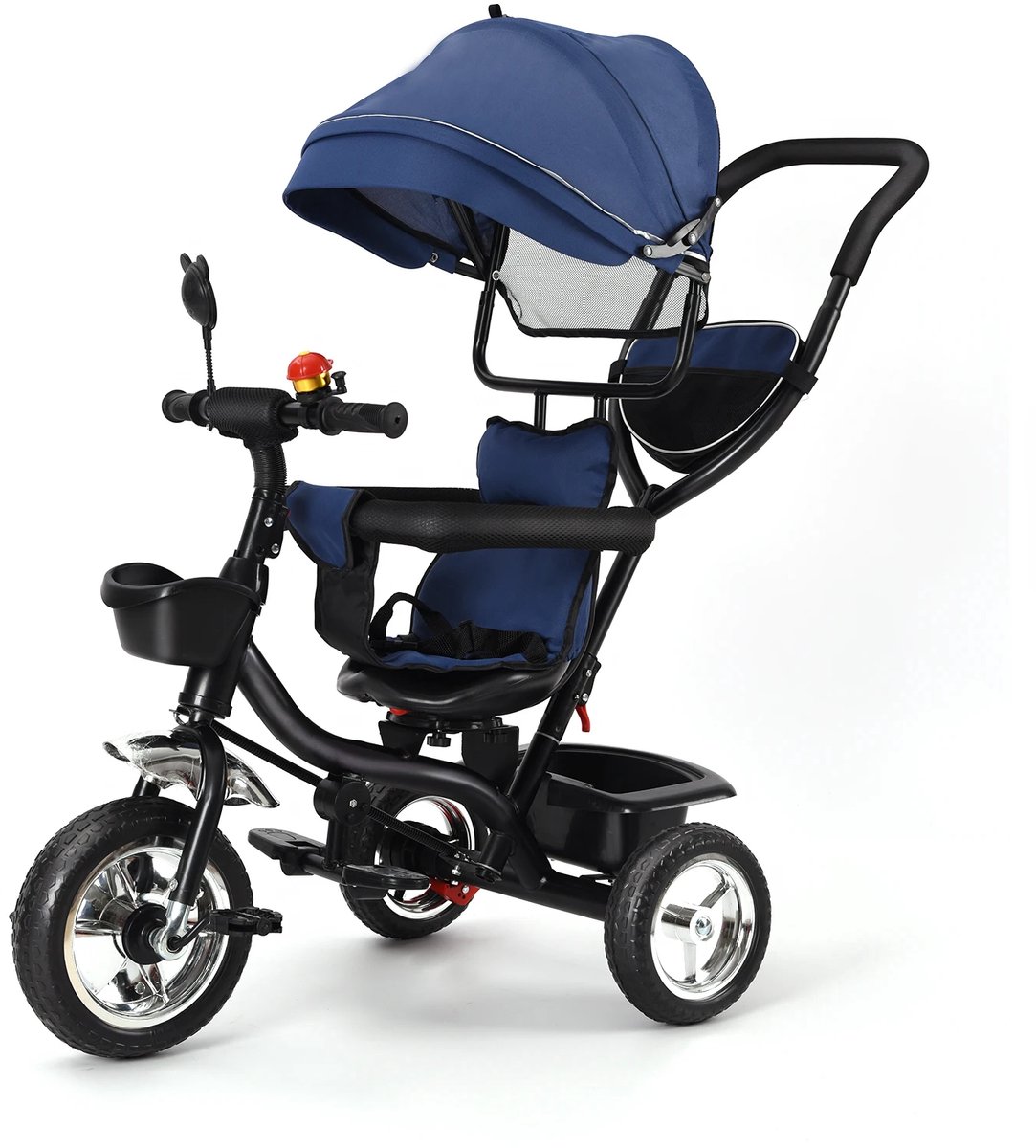 Driewieler - 9 maanden tot 25 kg - met duwstang - draaibare zitting - inklapbare luifel met zonwering (8721399881897)