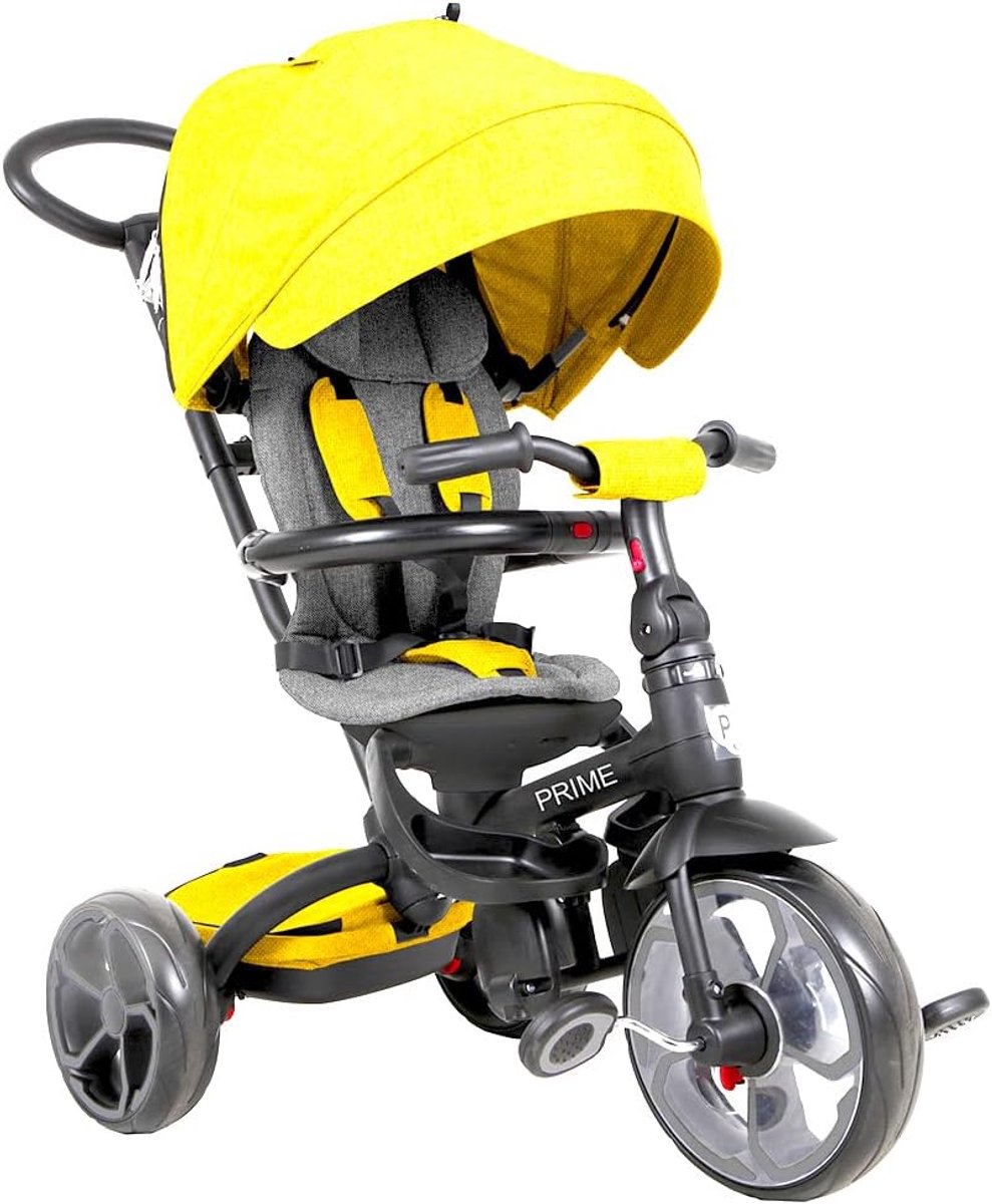 Driewieler - Loopfiets Kinderwagen - Buiten Spelen - 4-in-1 Groei Model - 98x53x104.5 cm - Geel (9101164864123)