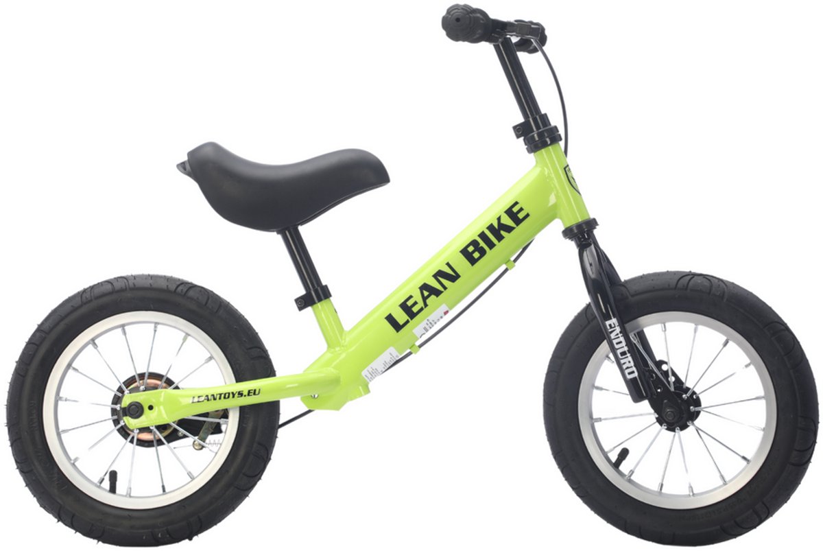 ENDURO Balance Bike - Loopfiets - Kinder Loopfiets Met Luchtbanden - Verstelbaar Zadel & Stuur - Lichtgewicht Stalen Frame - Voor 2-5 Jaar - 12inch - Neongroen (5905991065067)