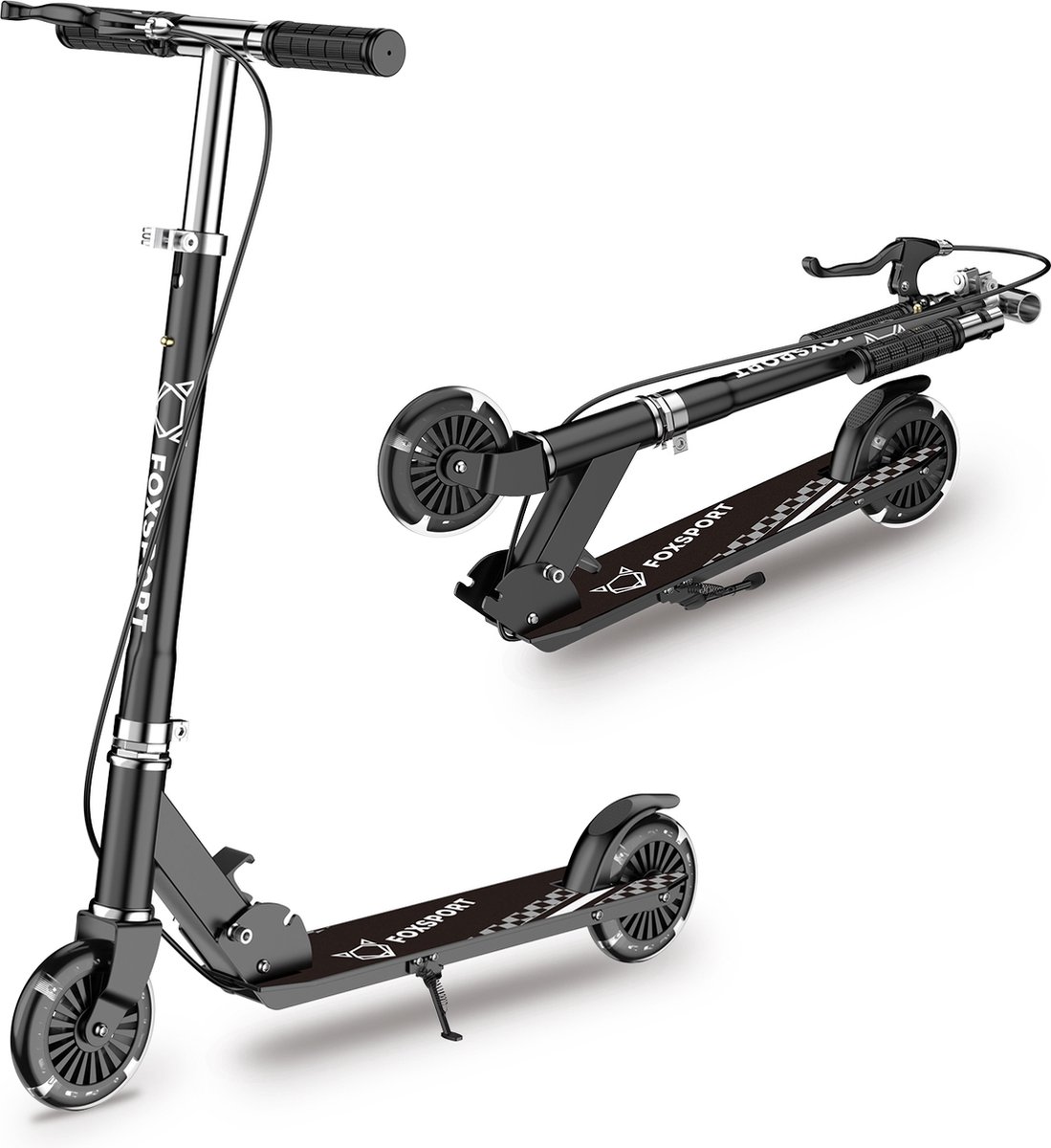 FOXSPORT Kinderstepjes - Kinderstep - Step - Kinderscooter - Draagkracht tot 100 kg - Kick Step - Voor Jongens en Meisjes - Vanaf 3-12 Jaar - Drie instelbare hoogte-opties - Zwart (8720938667152)