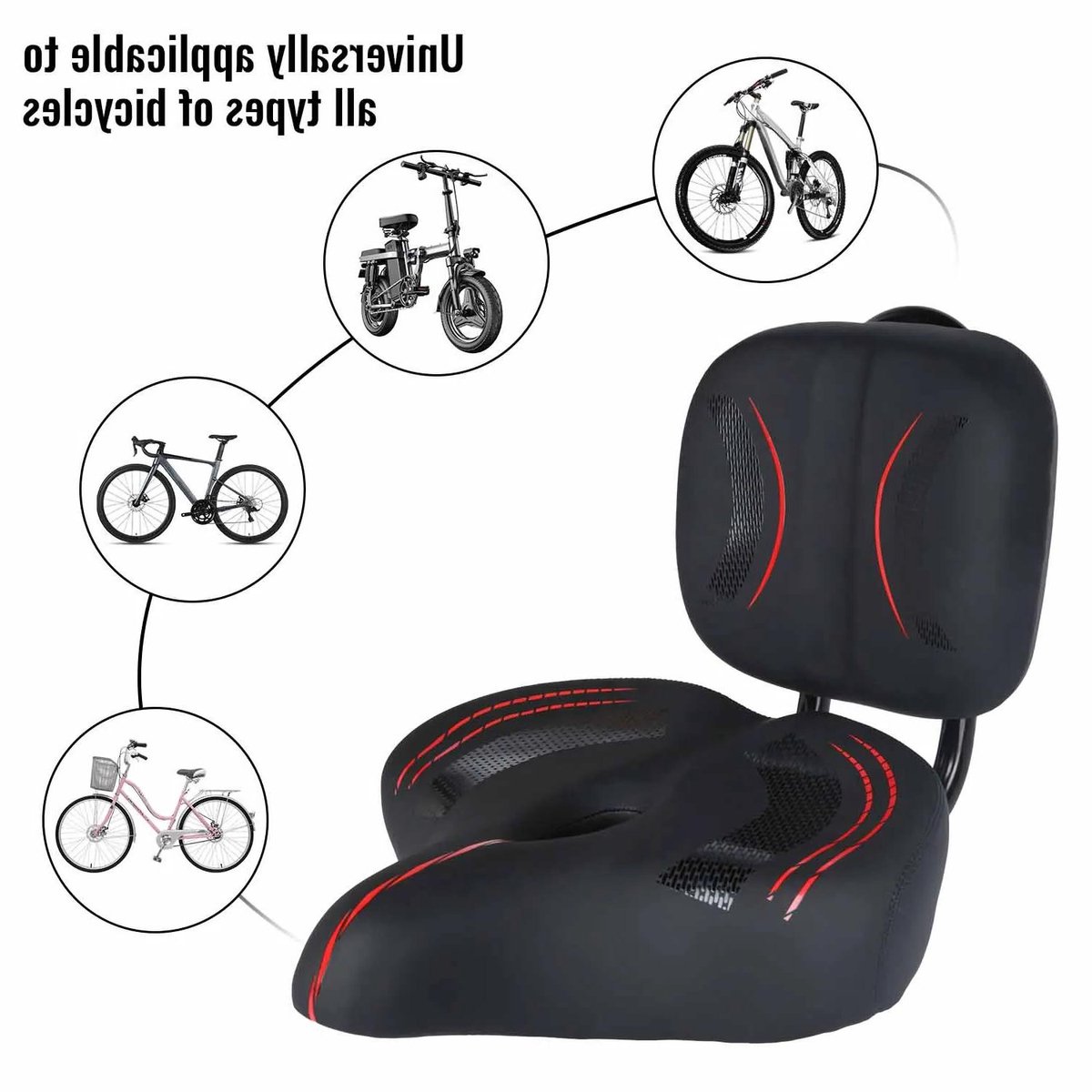 Goodivery - Driewieler Fietsstoel - Rugleuningstoel - Comfortabel - Zwart - Rugsteun - Fietsaccessoires - Geschikt voor Kinderen - Driewielerzadel - Fietszitkussen - (8721273473477)