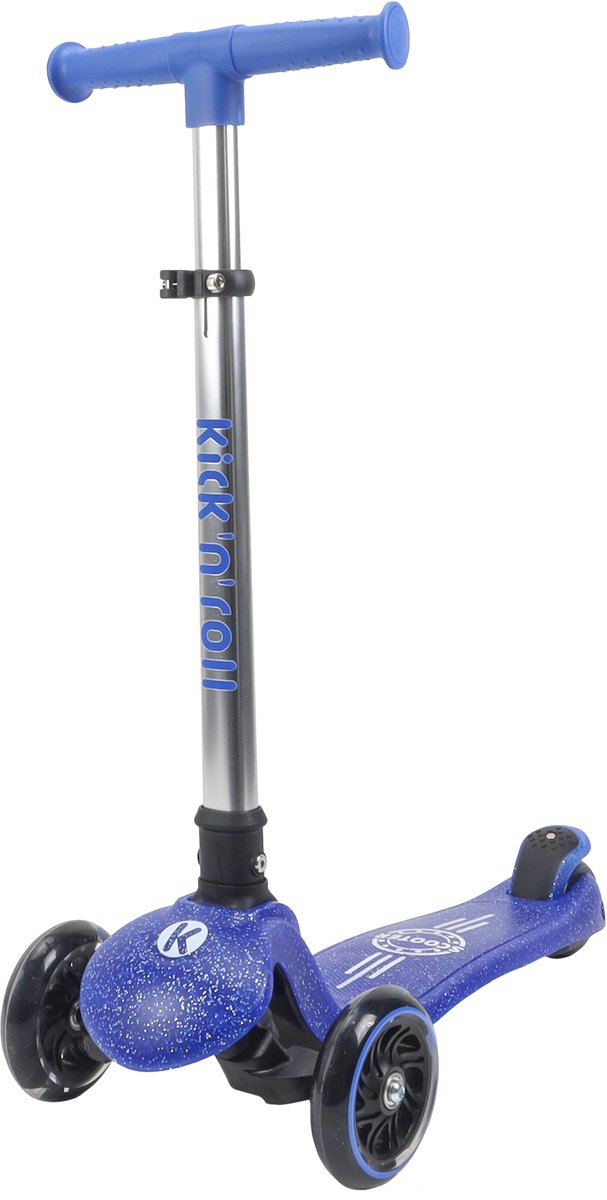 Kick'n'Roll K4 Kinderstep - 3 Wiel Step met LED Wielen - Verstelbaar Stuur - Opvouwbare Kinderstep vanaf 3 Jaar - Antislip Deck - Max 50 kg - Blauw (6973383152052)