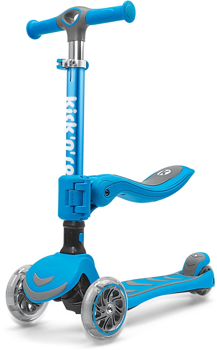 Kick'n'Roll S6 - 2IN1 - Kinderstep - Blauw - Afneembaar zitje - Led Wielen (6973383150522)