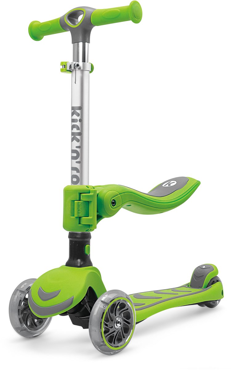 Kick'n'Roll S6 - 2IN1 - Kinderstep - Groen - Afneembaar zitje - Led Wielen (6973383150546)