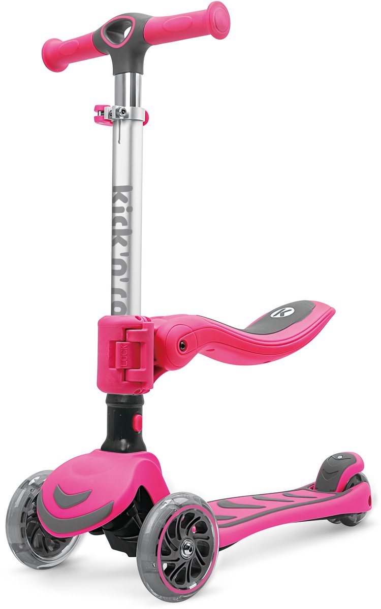 Kick'n'Roll S6 - 2IN1 - Kinderstep - Roze - Afneembaar zitje - Led Wielen (6973383150553)