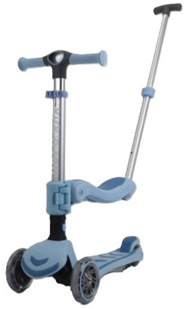 Kick'n'Roll S6 - ECO - Blauw - 3IN1 - Kinderstep - Afneembaar zitje - Duwstang (6973383152328)