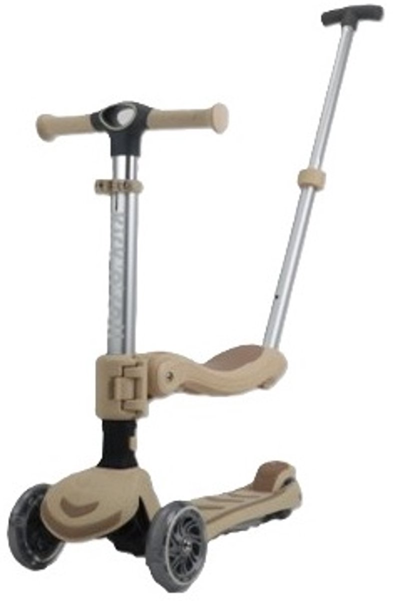 Kick'n'Roll S6 - ECO - Bruin - 3IN1 - Kinderstep - Afneembaar zitje - Duwstang (6973383152335)