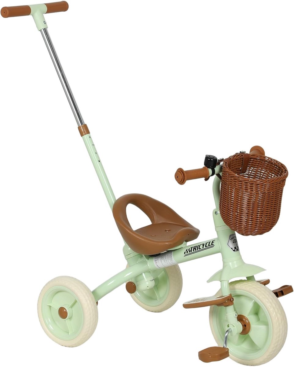 Kinderdriewieler - Peuterfiets - Buiten Spelen - 2-in-1 Ontwerp - 96 cm Hoog - Groen (9101165101104)