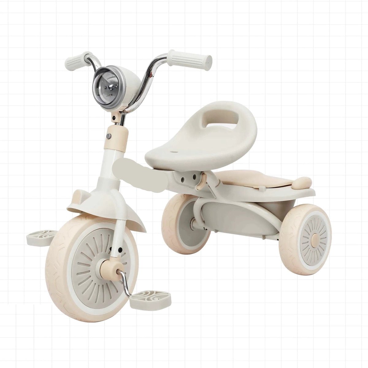 Kinderdriewieler - met Pedalen - Driewieler - Peuterfiets - Driewieler Trike - Kinderfiets - PU Wielen - Schokabsorptie - Opvouwbaar - Verstelbaar Zadel - Met Licht - Wit-roze (8721391957262)