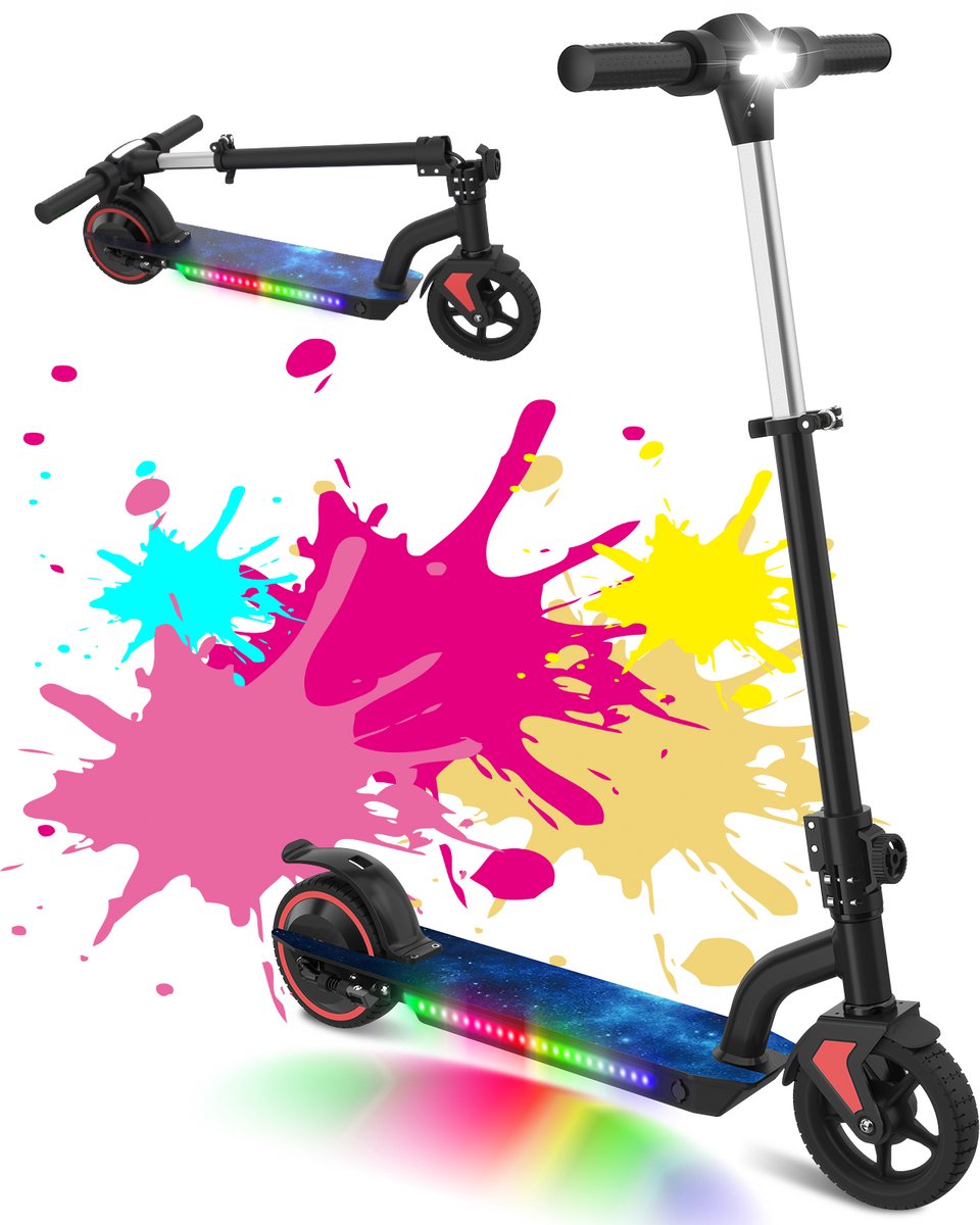 L1 PRO Elektrische Step Kinderen - Inklapbaar - 130W - Max 16 km/u - 12-16 km Bereik - LED Verlichting - Zwart (8581700221909)