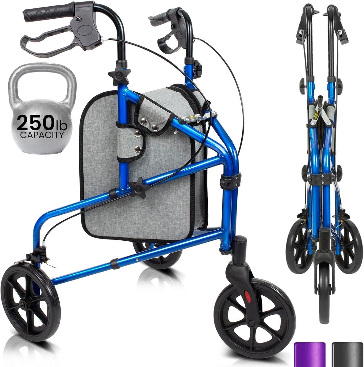 Lichtgewicht Opvouwbare Rollator met 3 Wielen voor Senioren - Driewieler voor Binnen en Buiten (9101120070360)