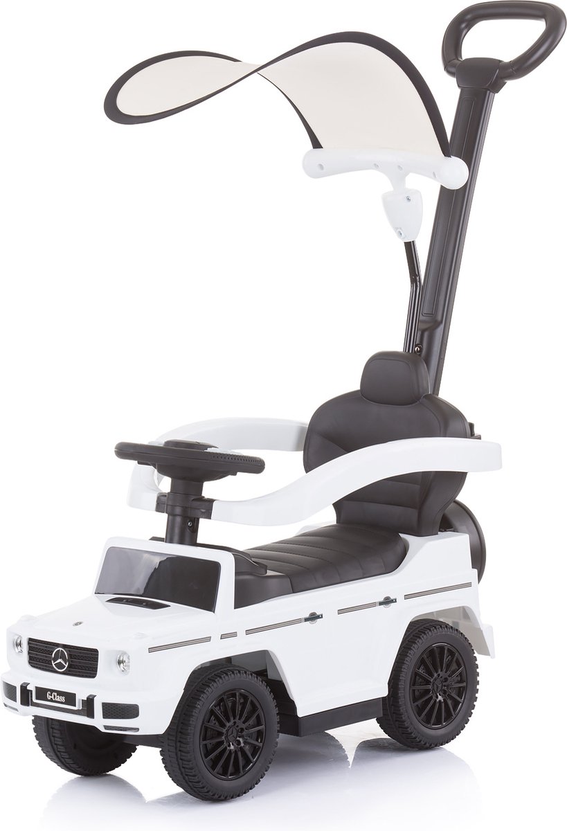 Loopauto Mercedes G350 wit, 3 in 1 met duwstang en luifel (3800931044848)