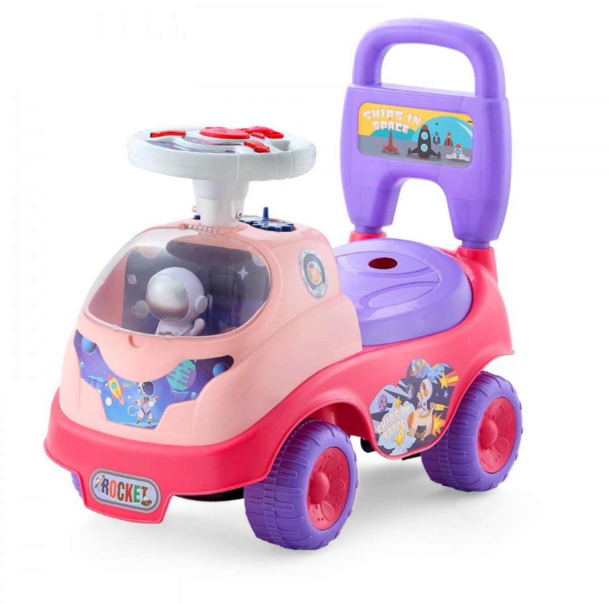 Loopauto voor peuters - Duwauto - Met Claxon en Muziek - Draagvermogen 22 kg - Opbergruimte Onder de Zitting - Leeftijd 19-36 Maanden - Roze (6152726163164)