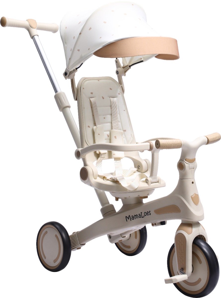 MamaLoes Quinn Beige Driewieler met Duwstang (8721003406973)