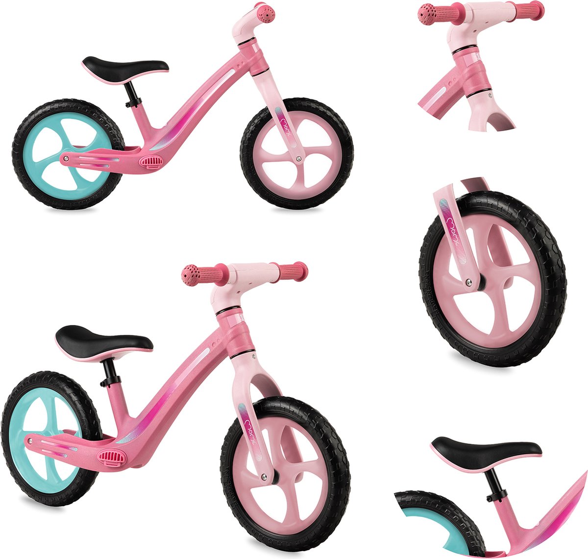 MoMi Mizo Loopfiets - Lichtgewicht Balance Bike - geschikt vanaf 3 jaar - Pink (5900495050762)