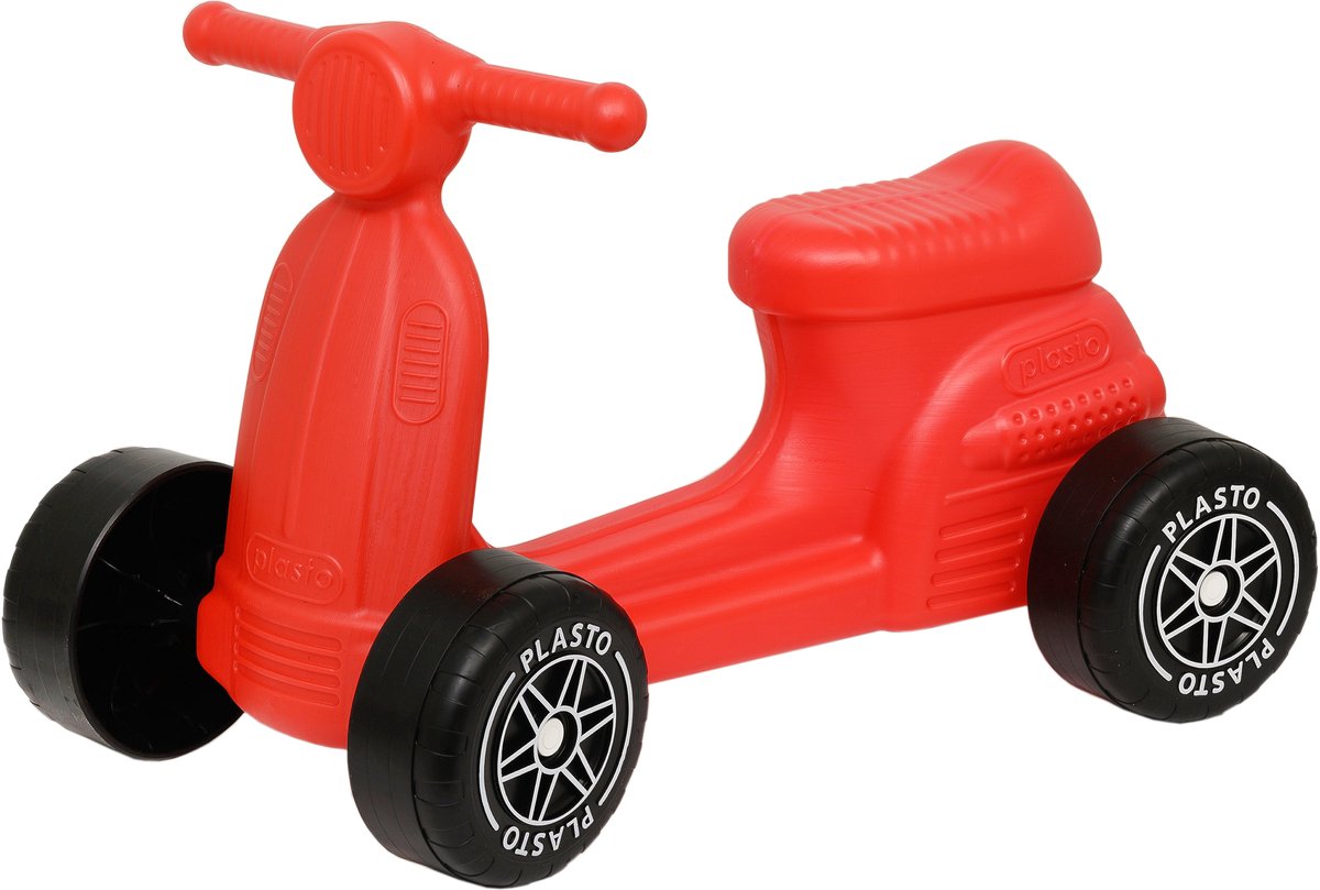 Plasto Scooter Rood - Baby Walker - Stille Wielen - Loopauto - Zithoogte 22 cm - Stevig Kunststof - Gemaakt in Finland - Vanaf 1 Jaar (6410310710874)