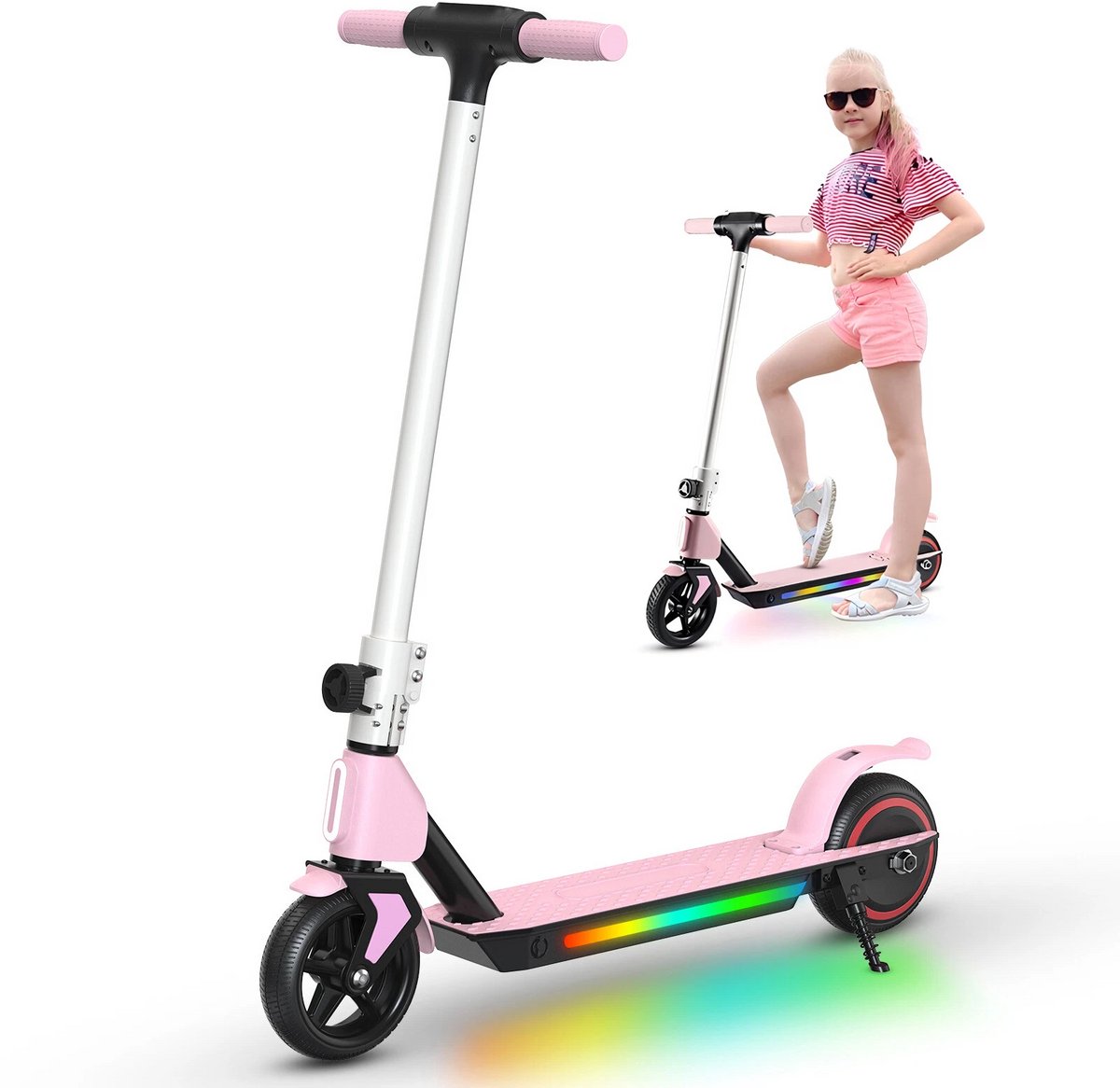 SIMATE S2 Elektrische Step Kinderen 6 tot 12 - 130W - Max. 14 km/u - Roze (8581700204001)