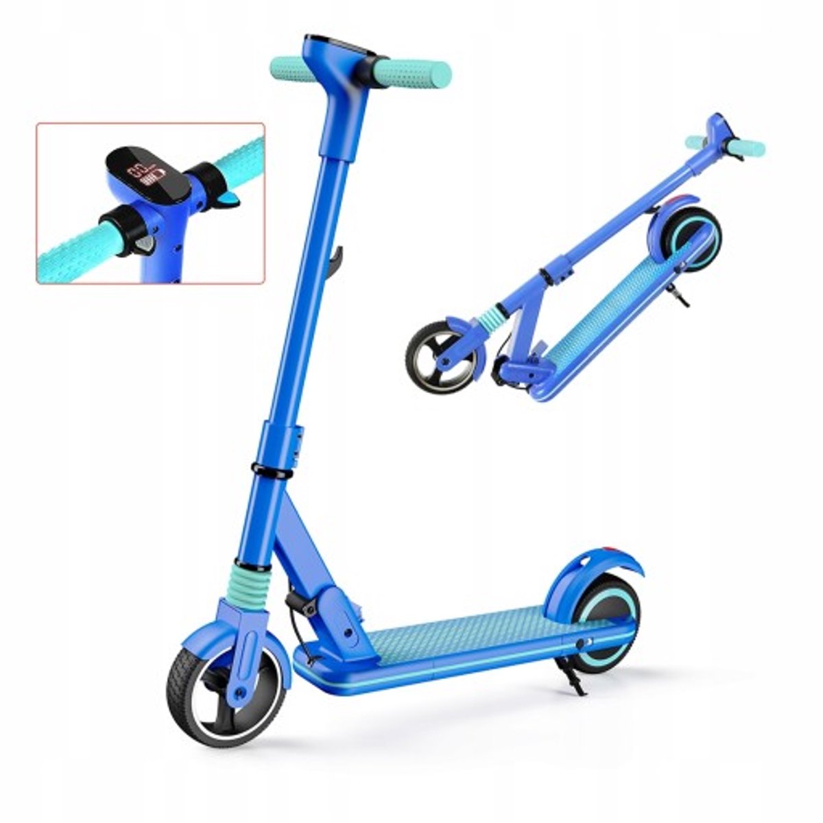 SIMATE S3 Elektrische Kinderstep - Kinderstep Inklapbaar - 130W - LED Scherm - Max 14 km/u - 6 km Bereik - 6-12 Jaar - Blauw (8581700203509)