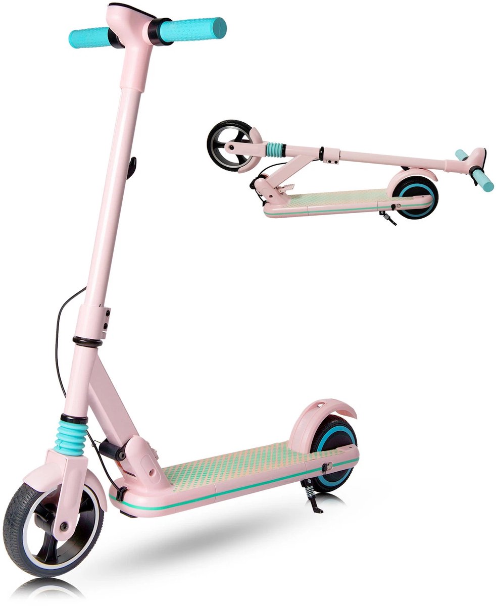 SIMATE S3 Elektrische Kinderstep - Kinderstep Inklapbaar - 130W - LED Scherm - Max 14 km/u - 6 km Bereik - 6-12 Jaar - Roze (8581700203400)
