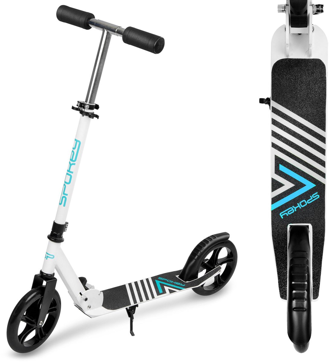 Spokey AYAS Kinderstep - Wit / Blauw - 200 mm Wielen - ABEC-7 Lagers - Opvouwbaar - Verstelbaar Stuur - Antislip Voetplaat (5902693293934)