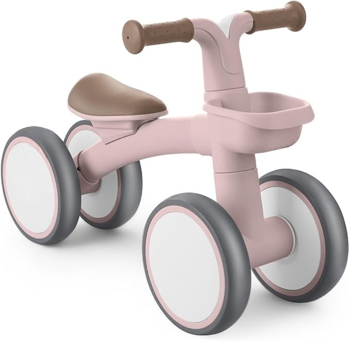 Verte - Loopfiets 1 Jaar - Fiets Zonder Pedalen - Loopfiets voor Baby's - 1 Jaar Loopfiets met Mandje - Verstelbaar Speelgoed voor Kinderen - Babycadeau - Roze (8763216289660)