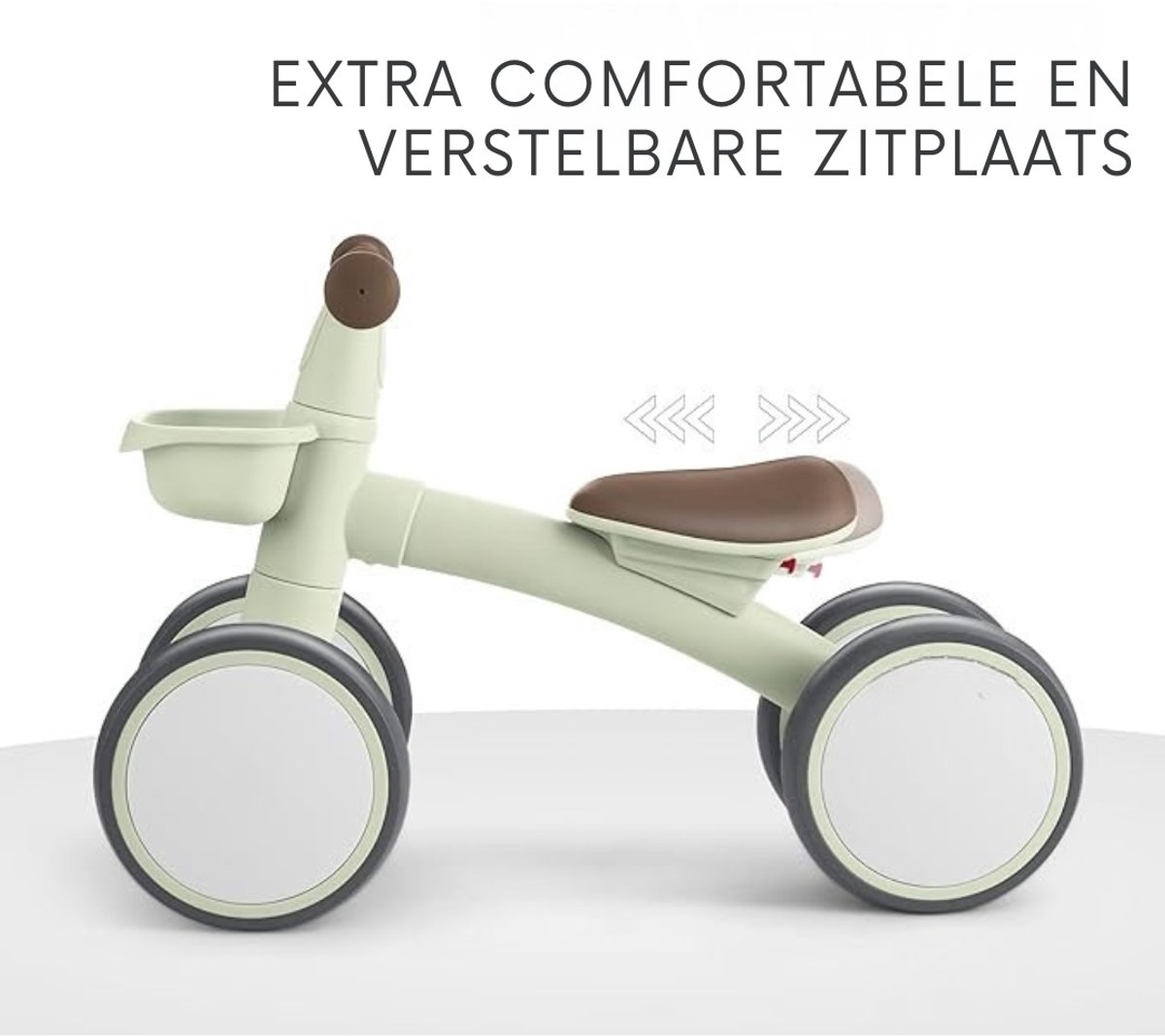 Verte - Loopfiets 1 Jaar - Fiets Zonder Pedalen - Loopfiets voor Baby's - 1 Jaar Loopfiets met Mandje - Verstelbaar Speelgoed voor Kinderen - Babycadeau - Mint (8763216289653)