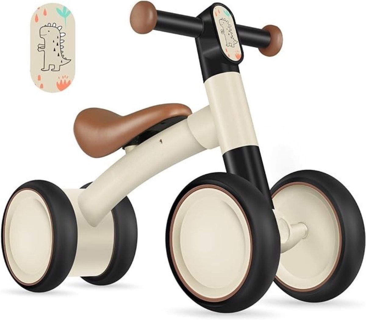 Verte - Loopfiets 1 Jaar - Loopfiets voor Kinderen Vanaf 1 Jaar - Loopfiets voor Baby's - 10-24 Maanden - Loopfiets Zonder Pedalen met 4 Wielen - Voor Jongens en Meisjes - Eerste Fiets - Cadeau voor 1-Jarige Peuter - Bruin (8763216289677)