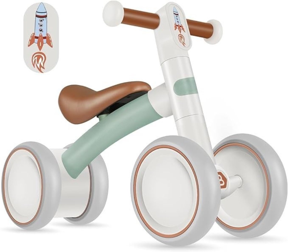 Verte - Loopfiets 1 Jaar - Loopfiets voor Kinderen Vanaf 1 Jaar - Loopfiets voor Baby's - 10-24 Maanden - Loopfiets Zonder Pedalen met 4 Wielen - Voor Jongens en Meisjes - Eerste Fiets - Cadeau voor 1-Jarige Peuter - Groen (8763216289684)