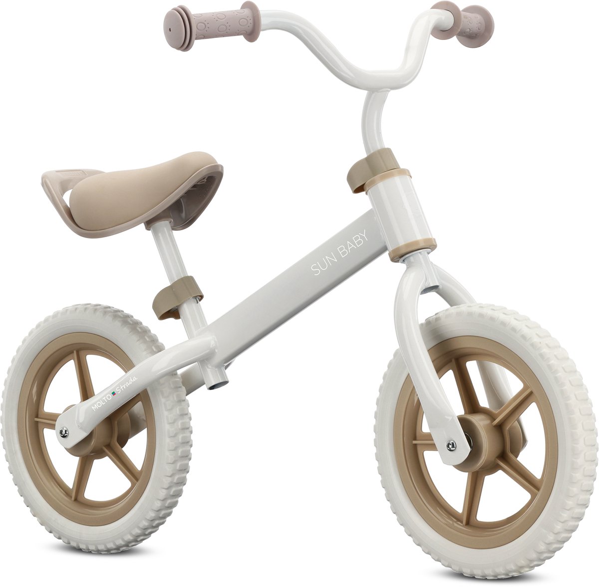 sun baby Loopfiets voor Kinderen 2 Jaar, Loopfietsen Molto Strada met schuimrubberen banden, verstelbaar zadel en stuur, stalen frame - Beige (5905525356807)