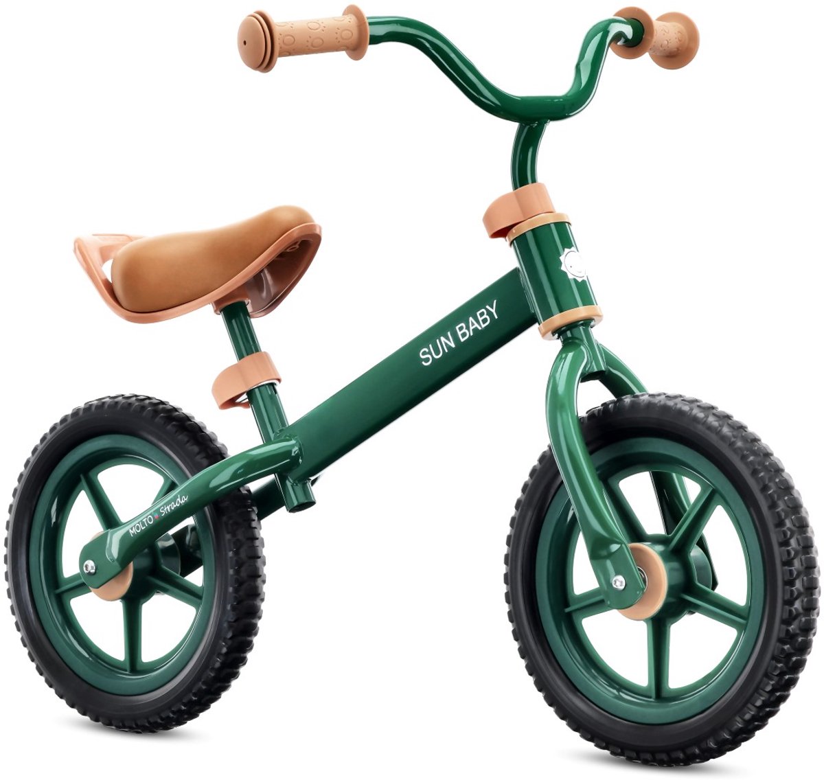 sun baby Loopfiets voor Kinderen 2 Jaar, Loopfietsen Molto Strada met schuimrubberen banden, verstelbaar zadel en stuur, stalen frame - Forest Green (5905525356821)