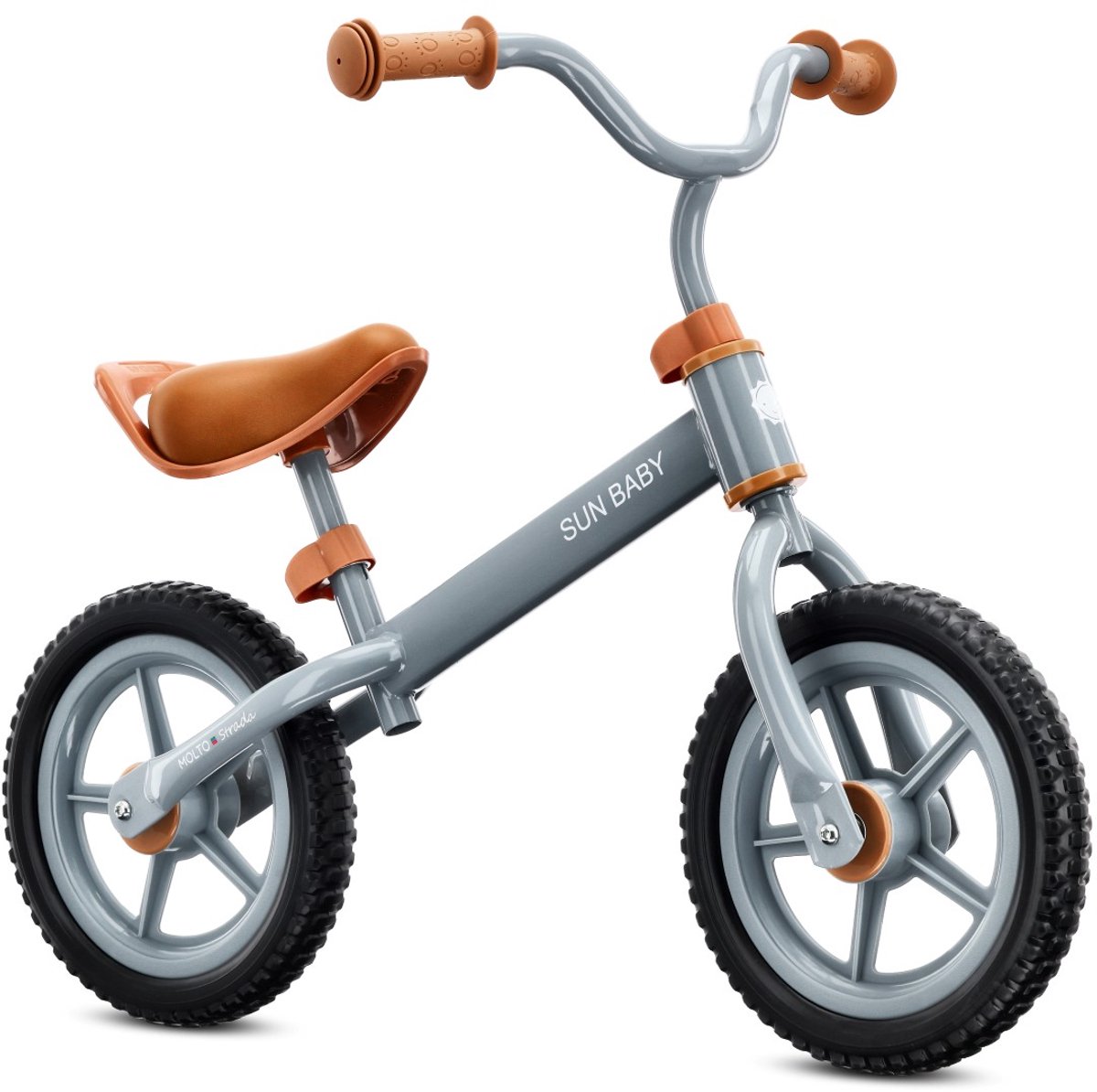 sun baby Loopfiets voor Kinderen 2 Jaar, Loopfietsen Molto Strada met schuimrubberen banden, verstelbaar zadel en stuur, stalen frame - Gray (5907478645892)