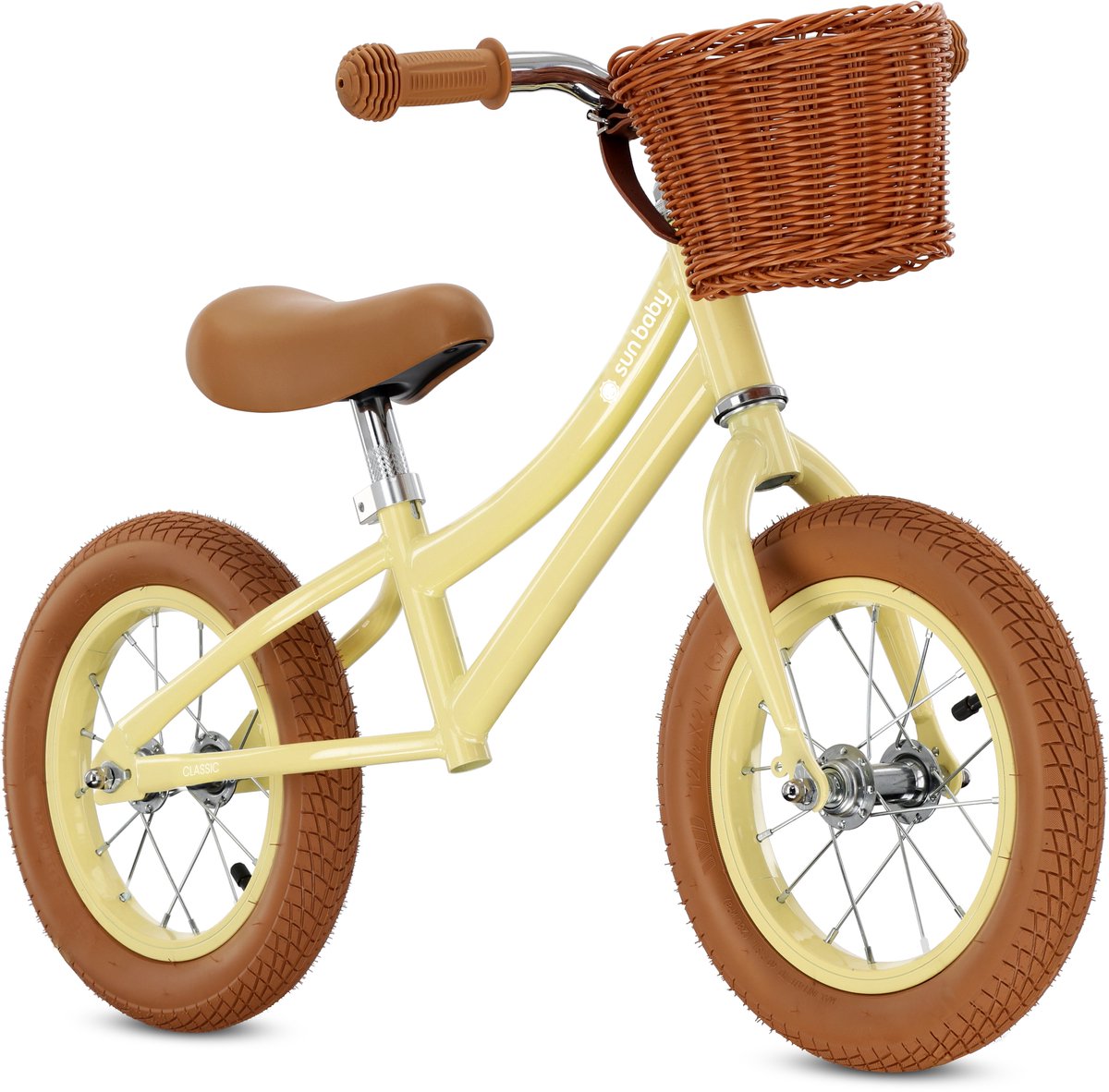 sun baby Loopfiets voor Kinderen Classic - 2 jaar, Loopfietsen, stalen frame, gekleurde luchtbanden, verstelbaar zadel - Geel (5905525356944)