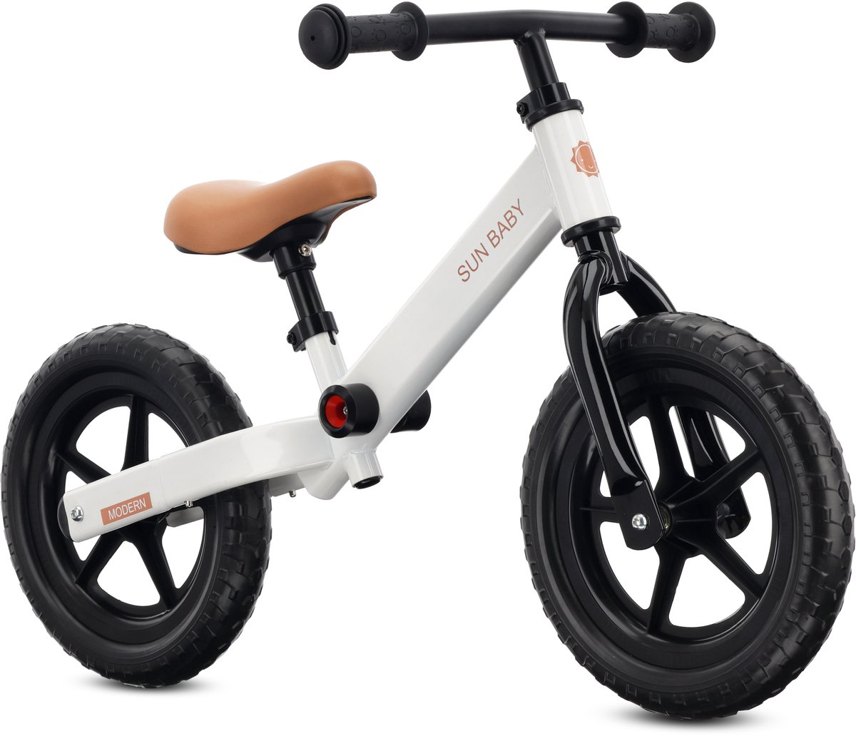 sun baby Loopfiets voor Kinderen Modern - 2 jaar, Loopfietsen, stalen frame, EVA-wielen, verstelbaar zadel en stuur - Wit (5905525357033)