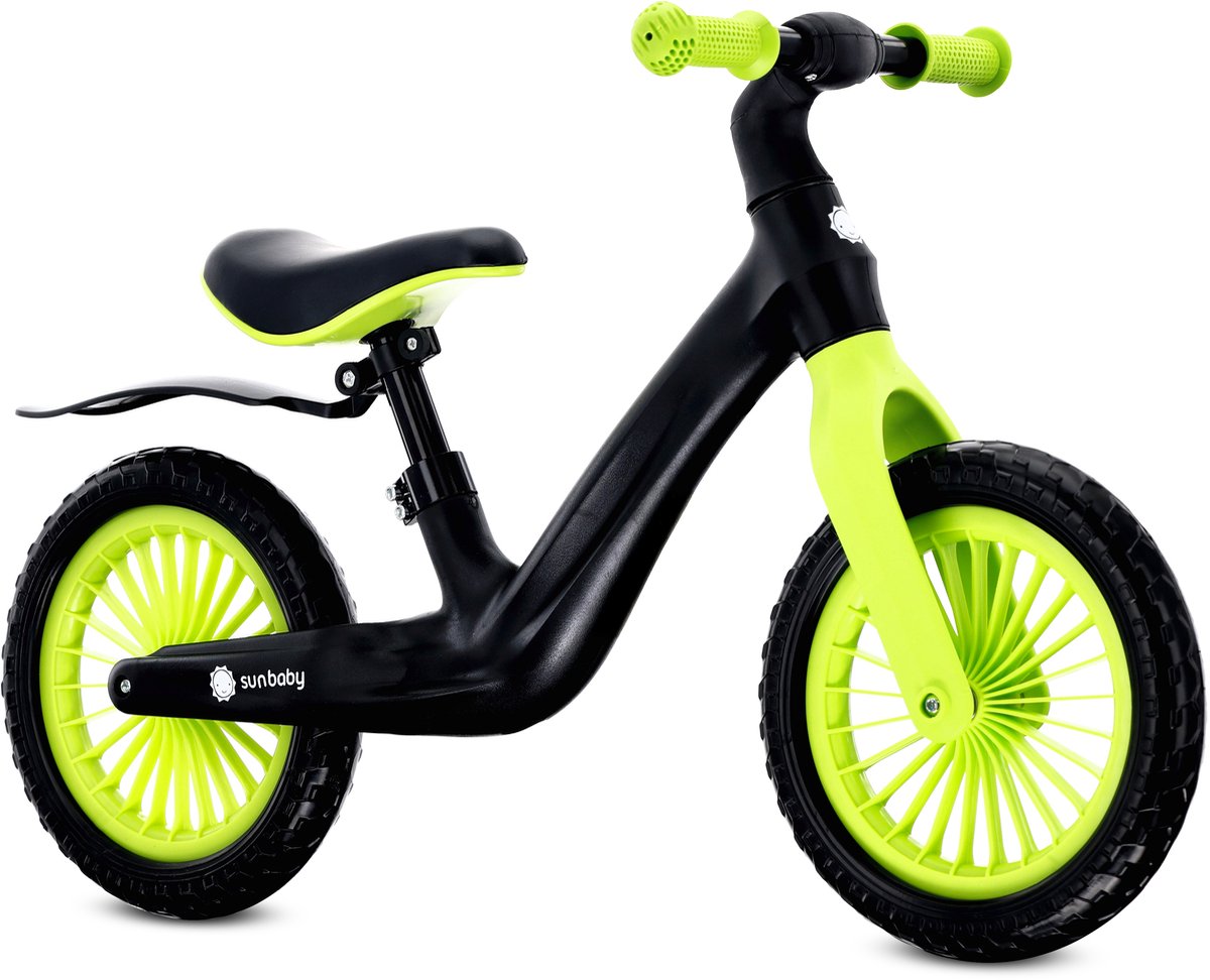 sun baby Loopfiets voor Kinderen Sport - 2 jaar, Loopfietsen, nylon frame, EVA-wielen, verstelbaar zadel en stuur - Zwart-geel (5905525356906)