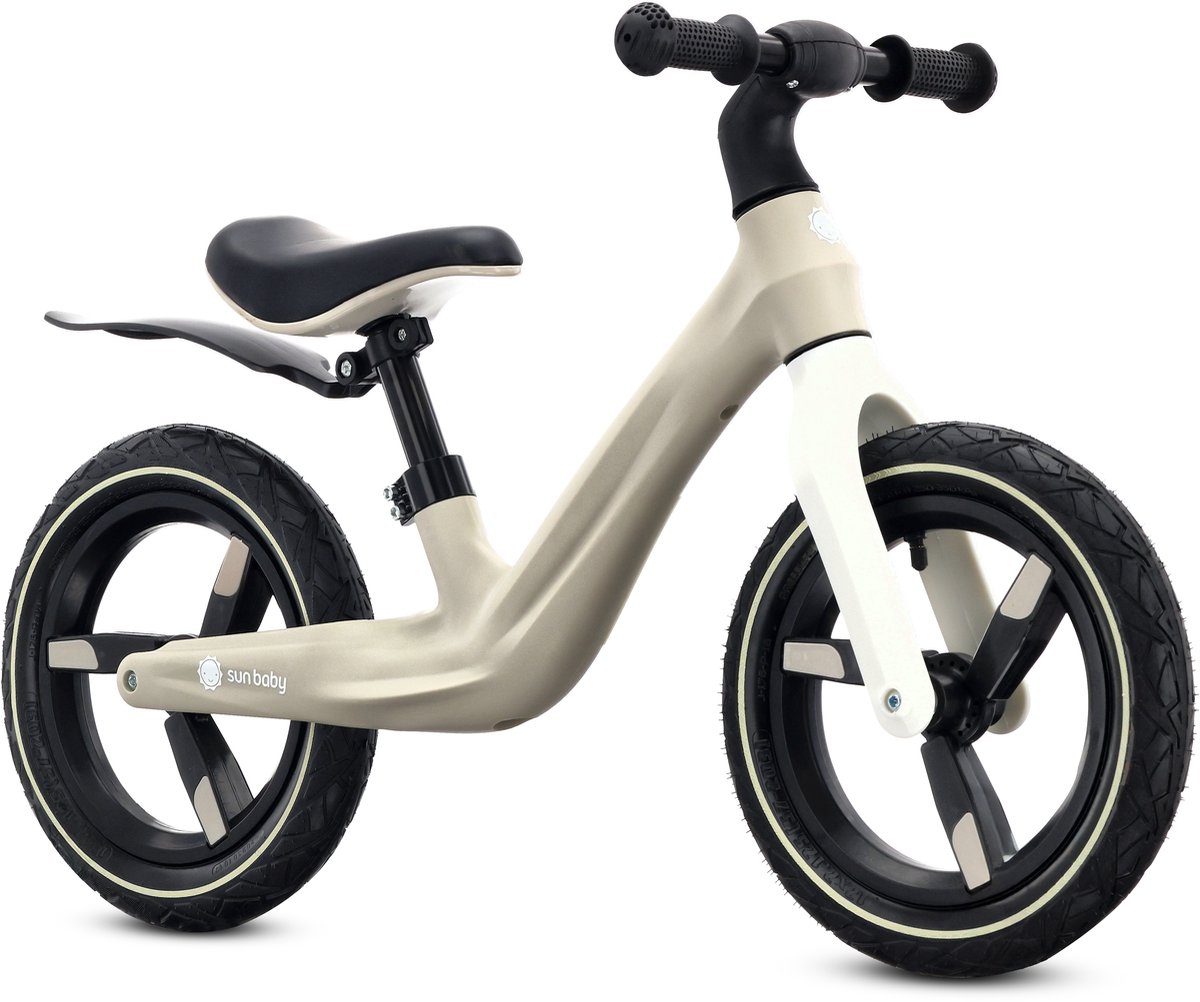 sun baby Loopfiets voor Kinderen Sport - 2 jaar, Loopfietsen, nylon frame, luchtbanden, verstelbaar zadel en stuur - Beige (5905525356845)
