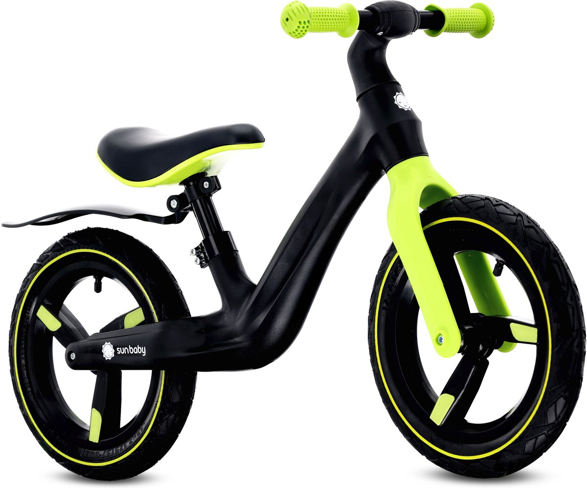sun baby Loopfiets voor Kinderen Sport - 2 jaar, Loopfietsen, nylon frame, luchtbanden, verstelbaar zadel en stuur - Zwart-geel (5905525356869)