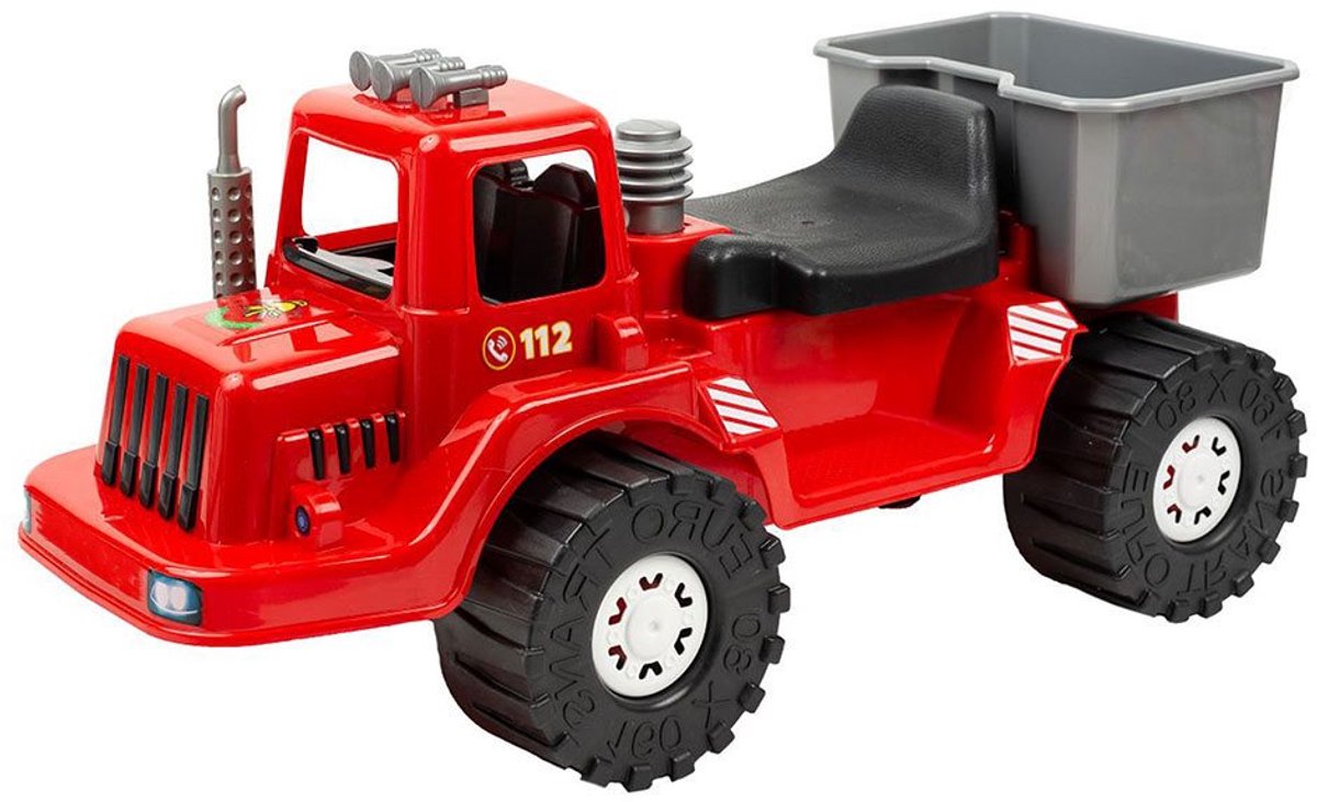 BAYO - Loopfiets - Kinderbrandweerfiets rood kunststof met opbergvak - peuterfiets - balansfiets - buitenspeelgoed - motorische ontwikkeling - buitenactiviteit (8596164117569)