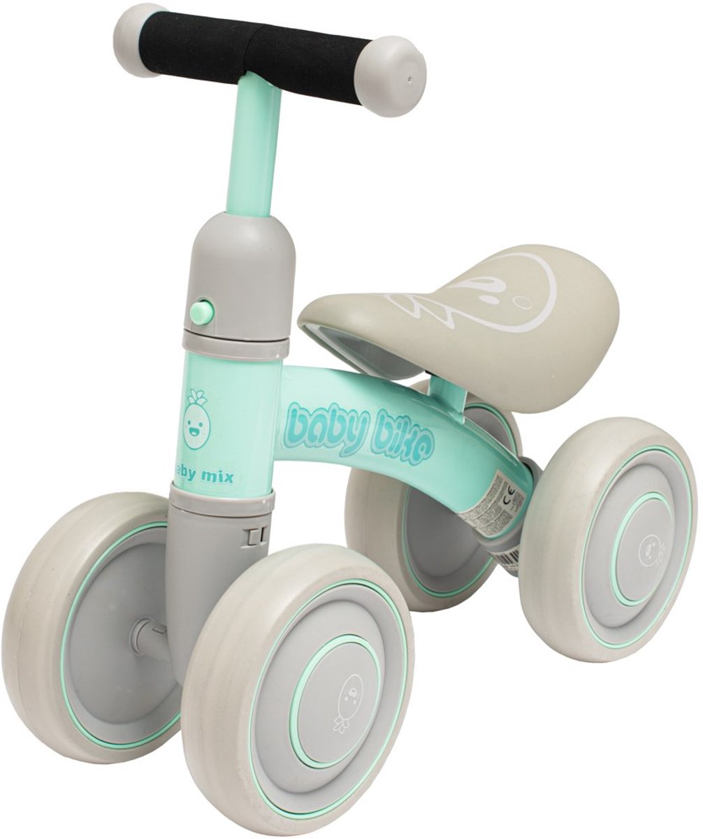 Baby Mix - Loopfiets - Baby Bike groen staal one size - kinderfiets - balansfiets - eerste fiets - peuterfiets (8596164124390)