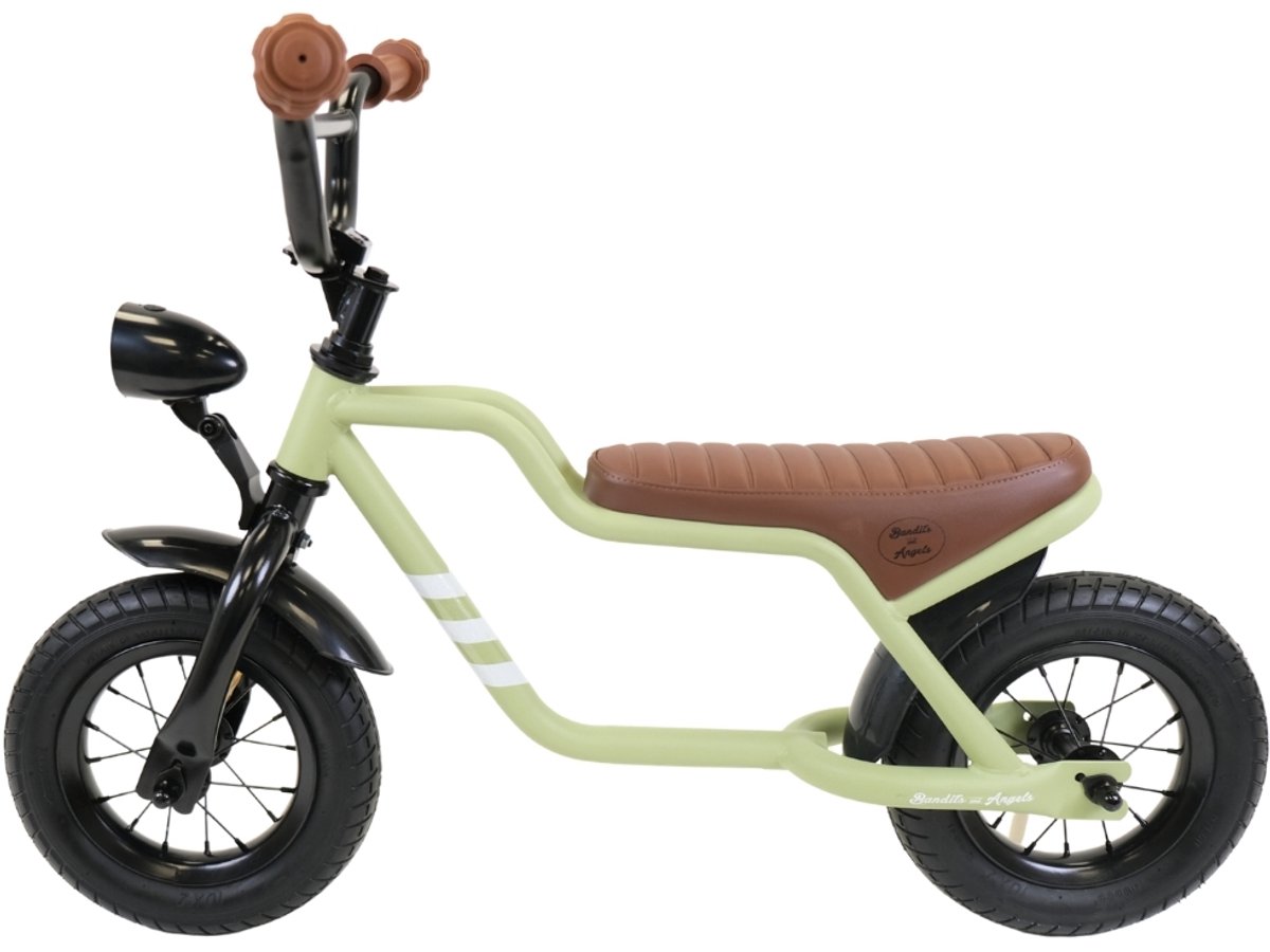Bandits & Angels Loopfiets Fatbike Groen vanaf 2 Jaar voor Jongens en Meisjes - Unieke Loopfiets - Metaal - Groene Loop Fiets - Met Werkende Koplamp (8719558089635)