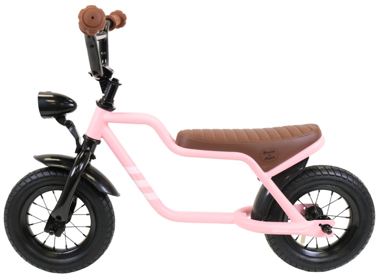 Bandits & Angels Loopfiets Fatbike Roze vanaf 2 Jaar voor Meisjes - Unieke Loopfiets - Metaal - Roze Loop Fiets - Met Werkende Koplamp (8719558089628)