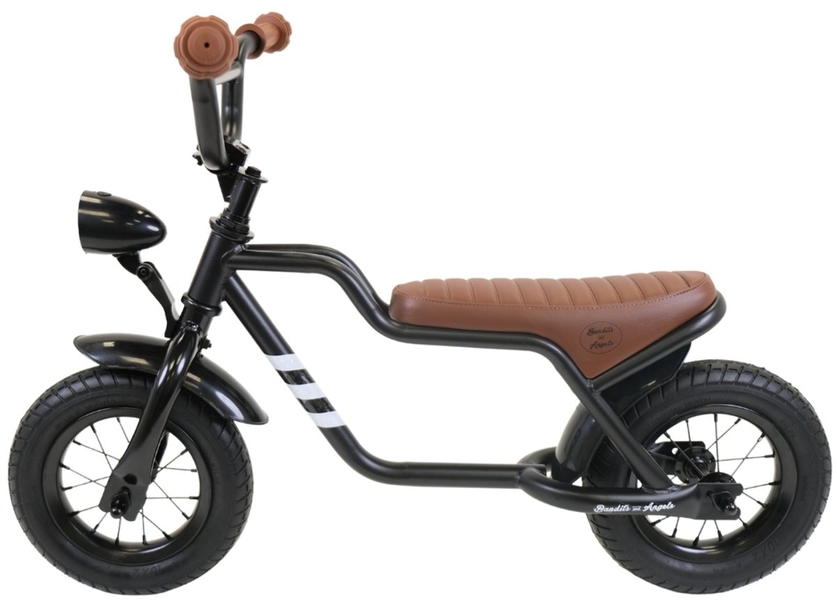 Bandits & Angels Loopfiets Fatbike Zwart vanaf 2 Jaar voor Jongens en Meisjes - Unieke Loopfiets - Metaal - Zwarte Loop Fiets - Met Werkende Koplamp (8719558089437)