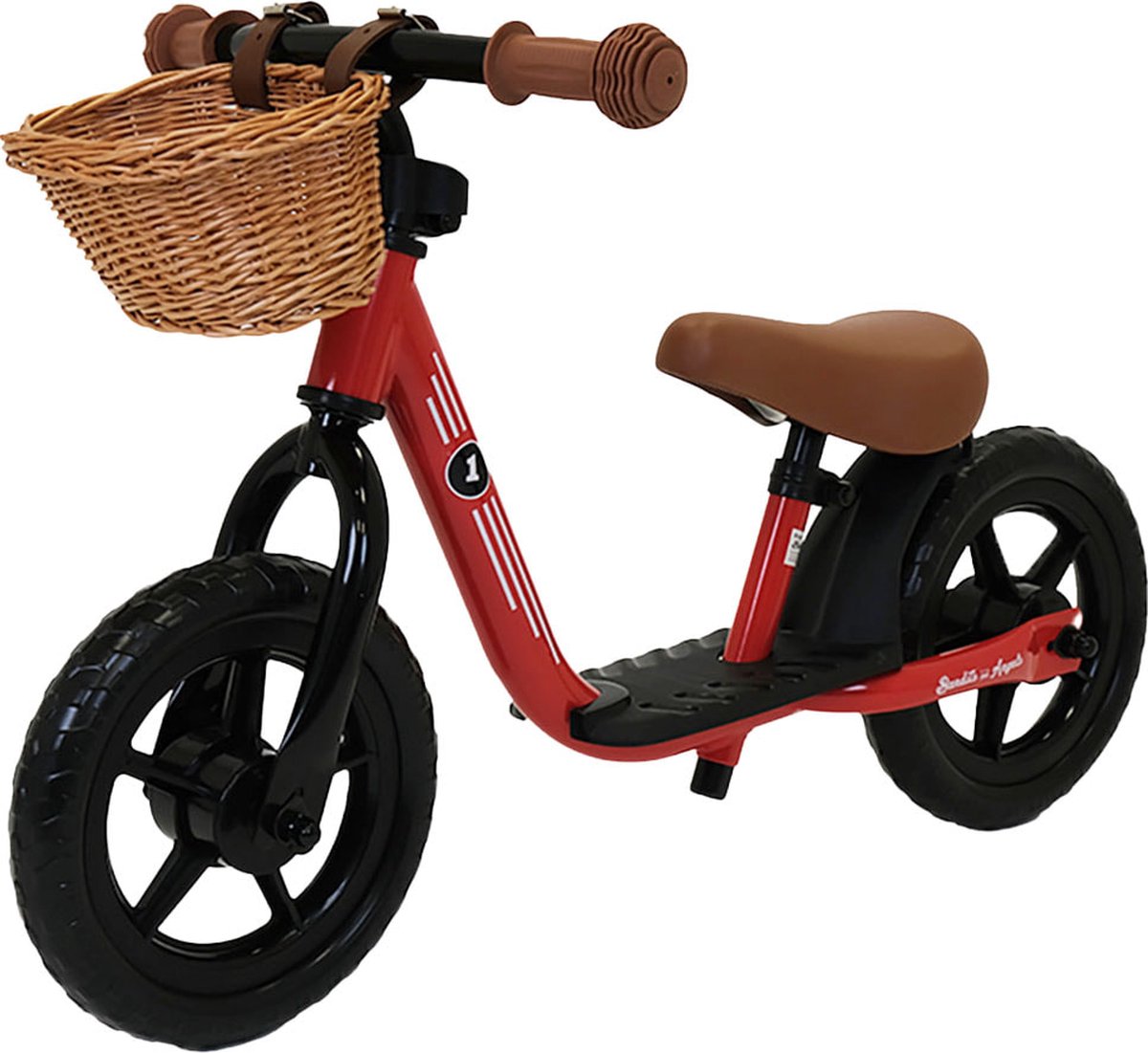 Bandits & Angels Metalen Loopfiets Met Mandje Starter Rood met Voetenplank vanaf 2 Jaar - Limited Edition - Rode Loop Fiets - Verstelbaar Zadel 29 tot 39 cm - Voor Jongens en Meisjes - Compact en Veilig - Lage Instap met Voetenplank (8719558086146)