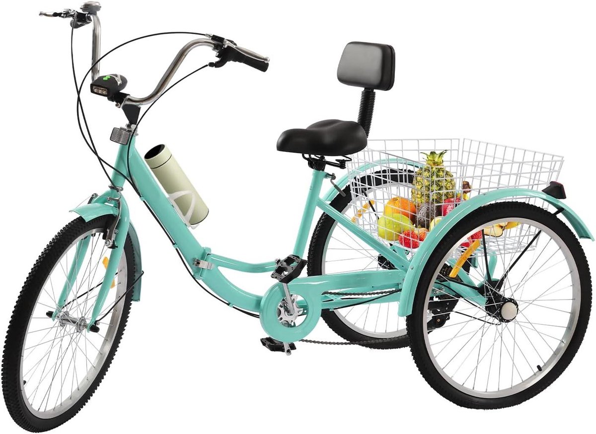 Driewieler voor volwassenen - Vouwfiets driewieler - Comfortabel transport - Opvouwbaar design - 24 inch wielen - Groen (9101189534018)