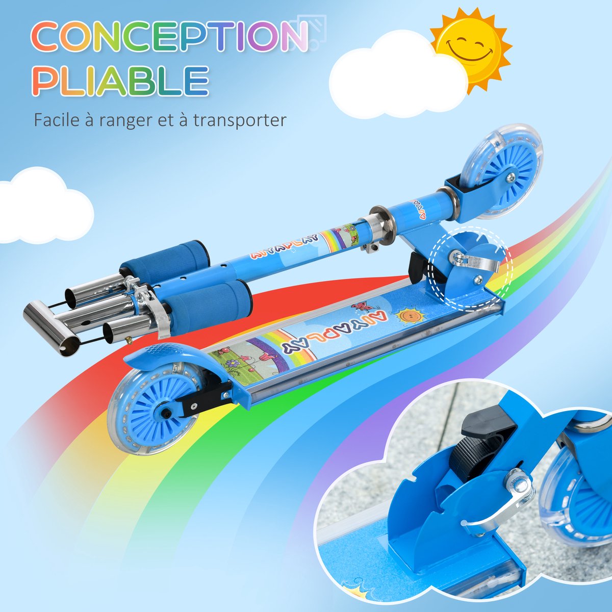 HOMCOM Kinderstep - Metaal - 67x32x78cm - Blauw (3662970114056)