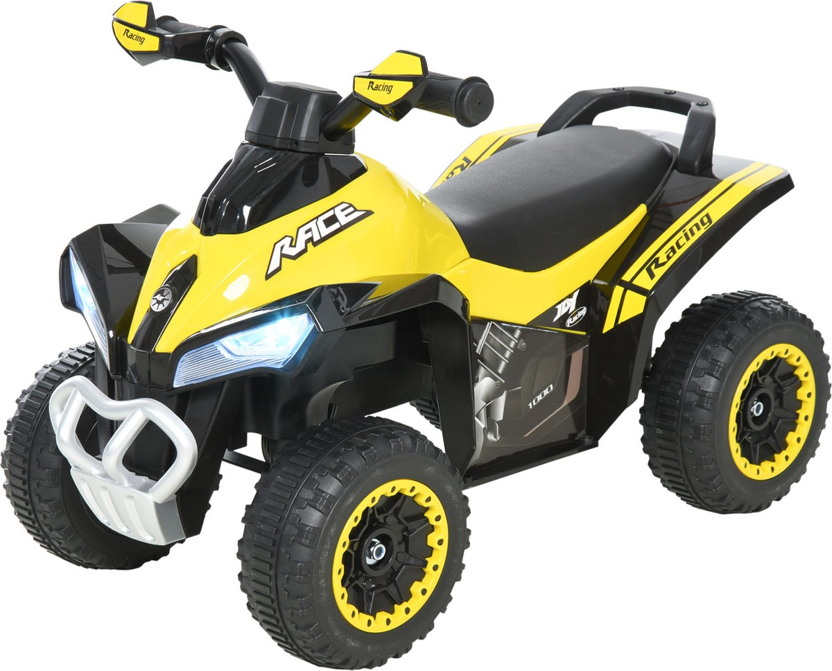 HOMCOM kinderauto - met lichtfunctie - katoenen zitoppervlak - geel (4251774972345)